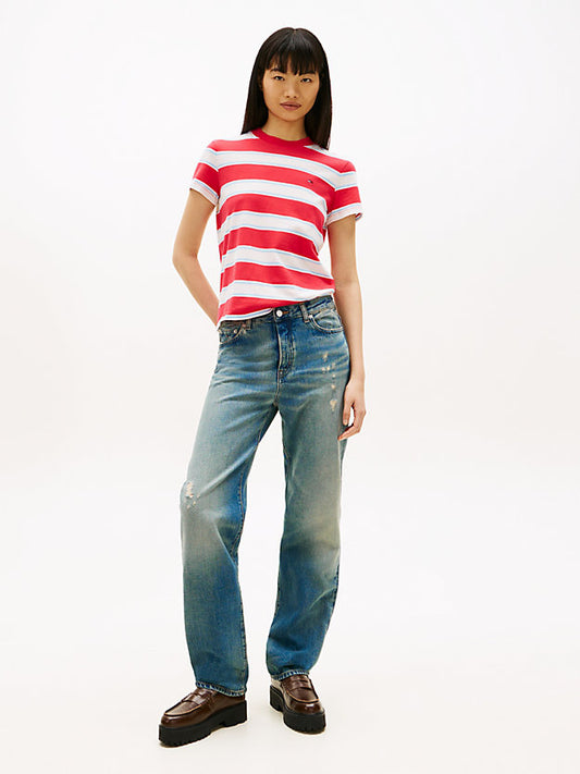 Flag Embroidery Jersey Crew Neck T-Shirt