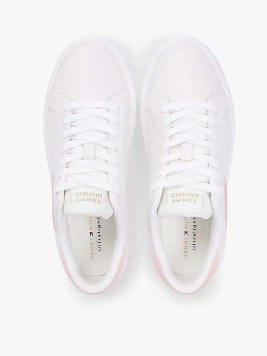 Leather Logo Embroidery Court Trainers