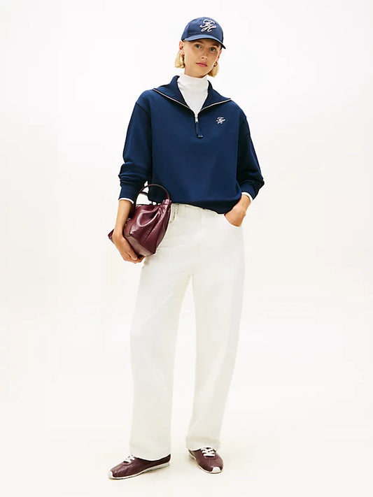 Logo Embroidery Terry Quarter-Zip Jumper