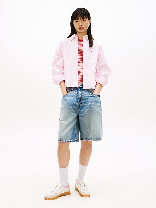 Relaxed Fit Cropped Poplin Shirt