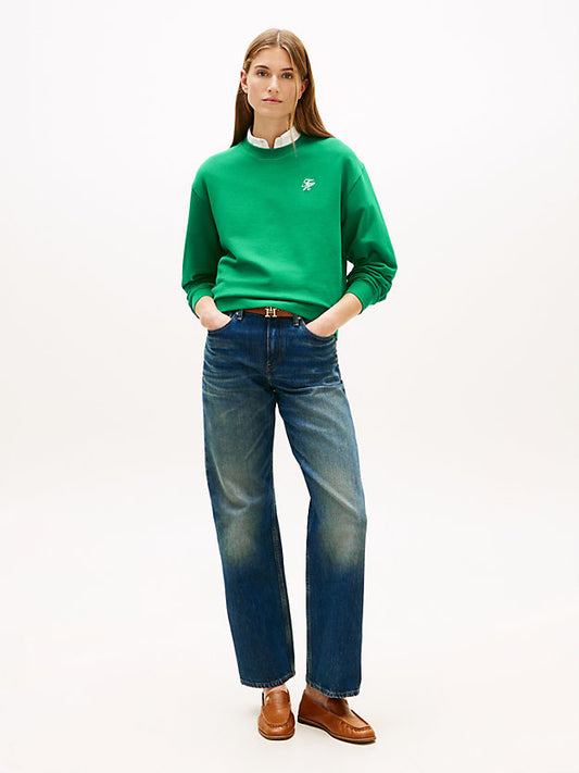 Logo Embroidery Crew Neck Sweatshirt