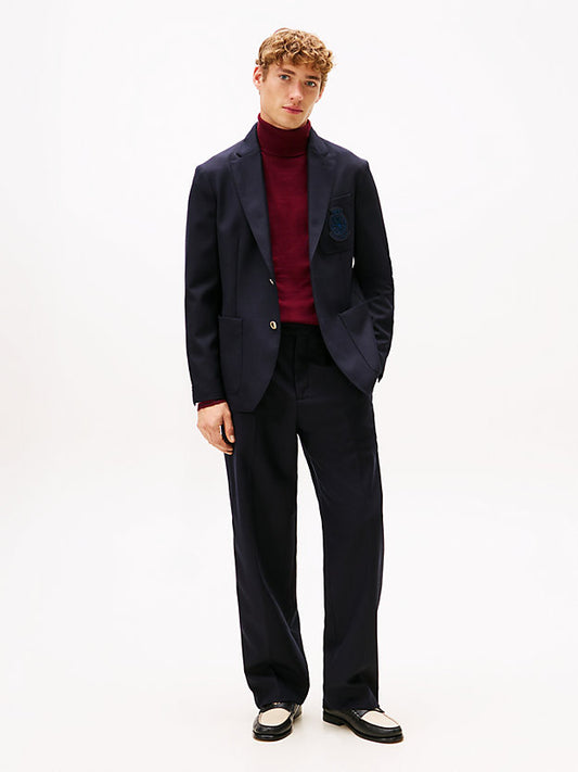 Crest Patch Regular Fit Wool Blazer