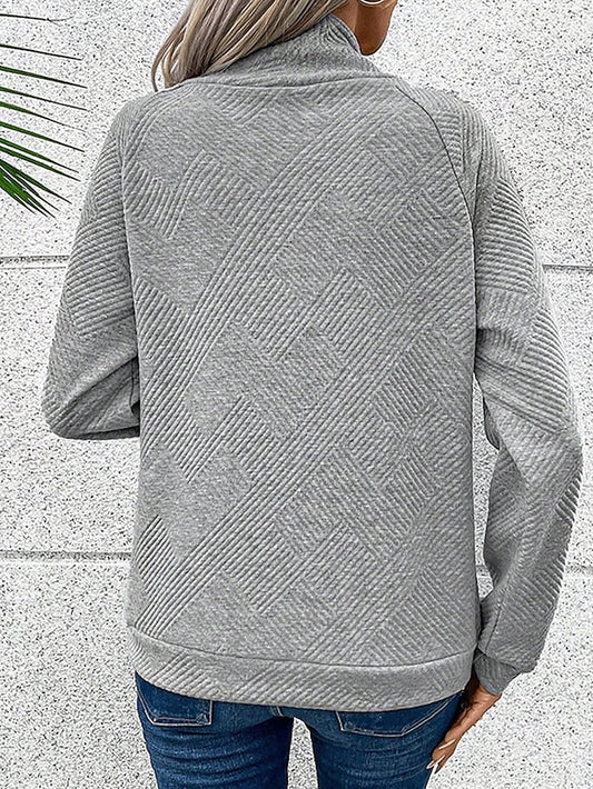 🎄Weihnachts-SALE🔥Damen High Neck Sweatshirt mit speziellen Knöpfen