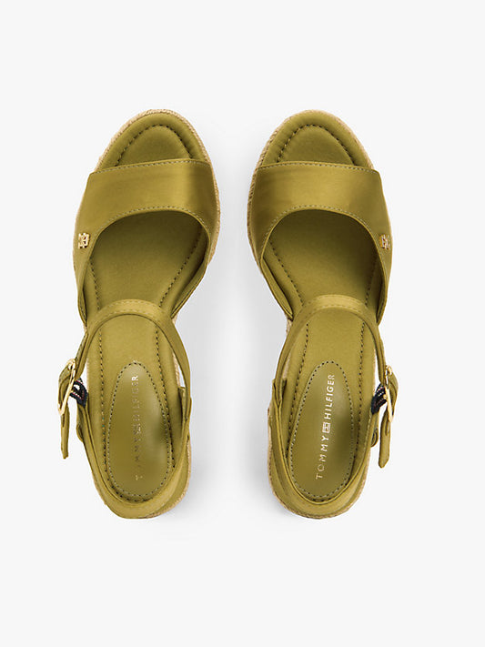 Satin Monogram Wedge Espadrilles