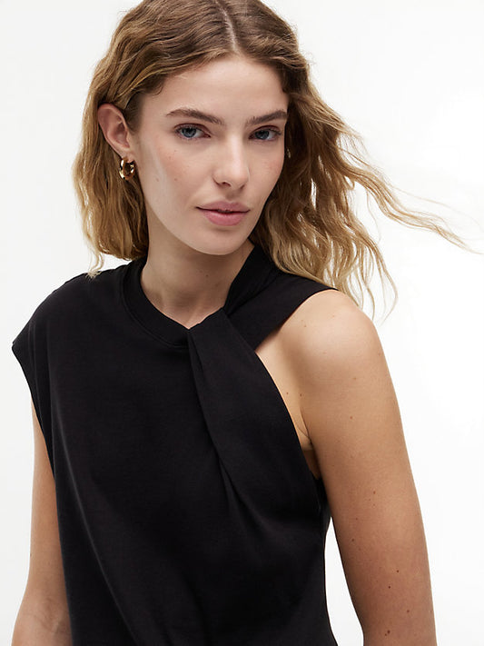 Knot Textured Jersey Sleeveless Top