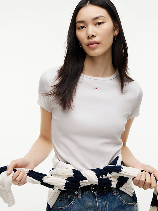 Ribbed Slim Crew Neck T-Shirt