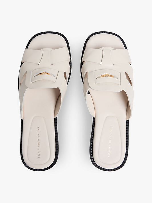 Leather Crest Square Toe Sandals