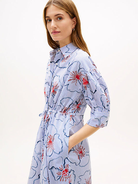 Half Sleeve Midi Shirt Dress