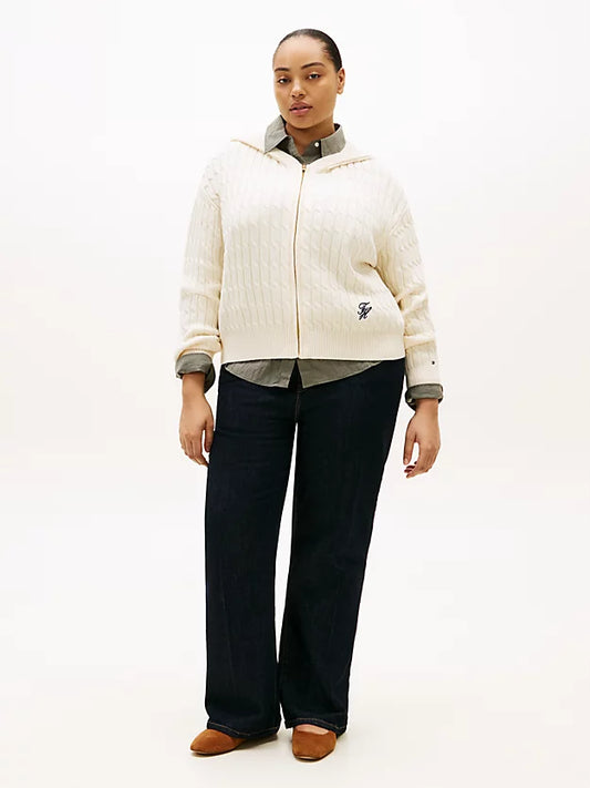Curve Cable Knit Zip-Thru Hoody