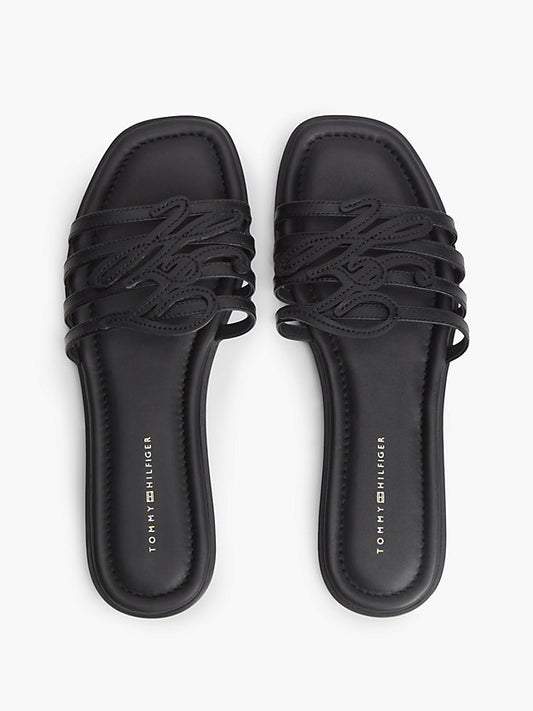 Logo Strap Leather Mules