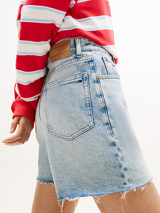 Faded Straight Leg Mom Denim Shorts