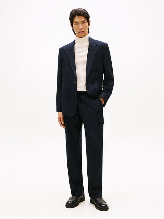 Pinstripe Wool Blend Regular Fit Blazer