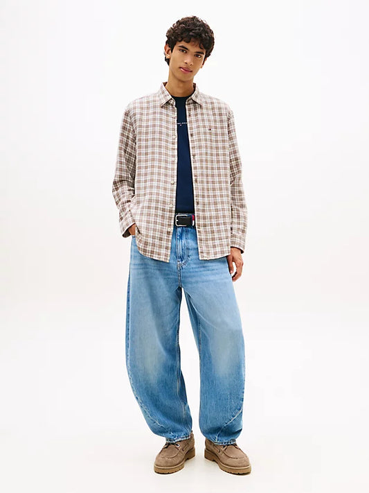 Relaxed Fit Check Linen Blend Shirt