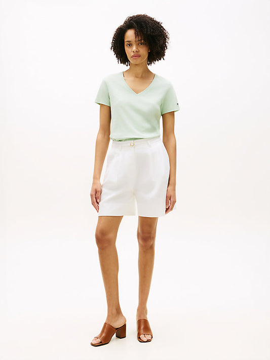 Linen Blend V-Neck T-Shirt