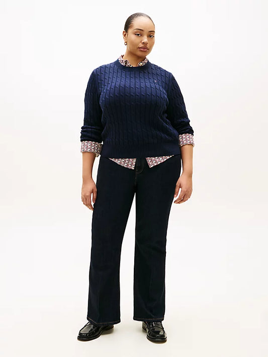 Curve Cable Knit Crew Neck Jumper