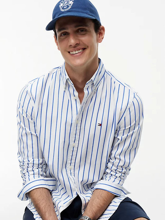 Flex Regular Fit Stripe Poplin Shirt