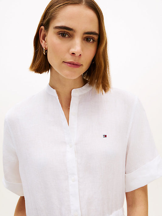 Pure Linen Midi Shirt Dress
