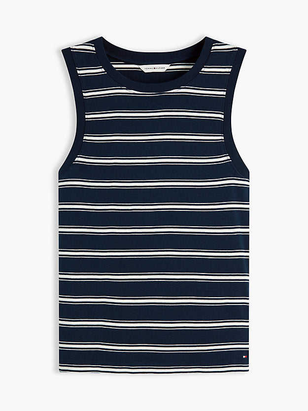 Stripe Slim Crew Neck Tank Top