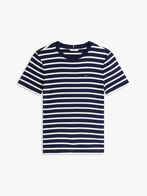 Flag Embroidery Slim Crew Neck T-Shirt