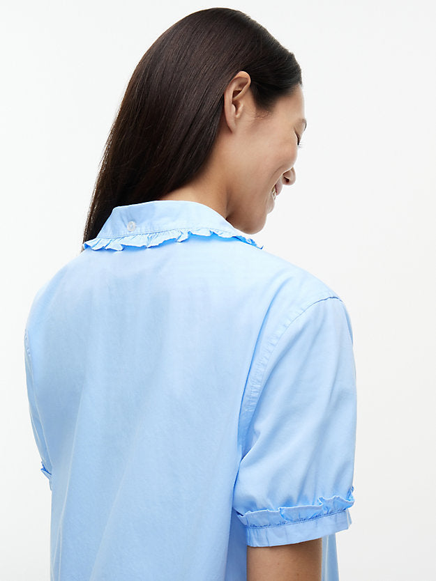 Ruffle Mini Short Sleeve Shirt Dress