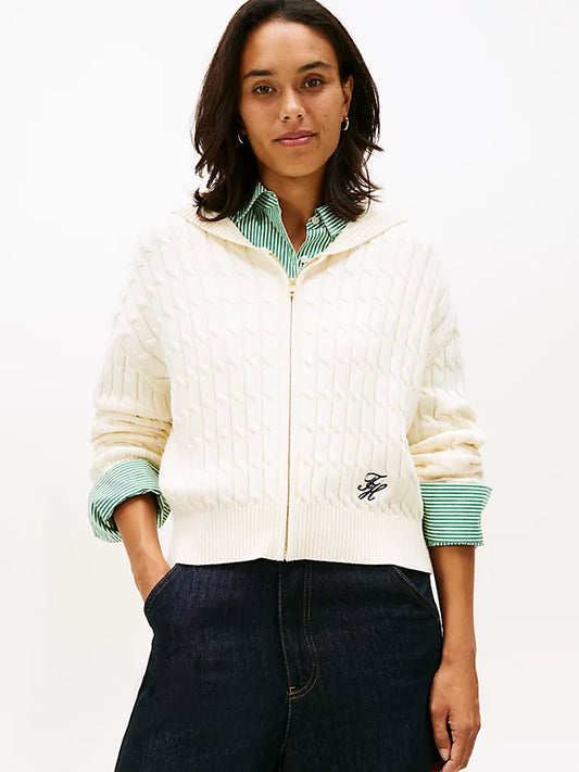 Cable Knit Zip-Thru Hoody