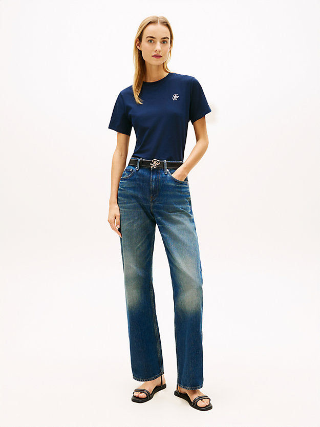 Logo Embroidery Jersey Crew Neck T-Shirt