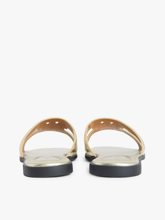 Metallic Leather Slip-On Mules