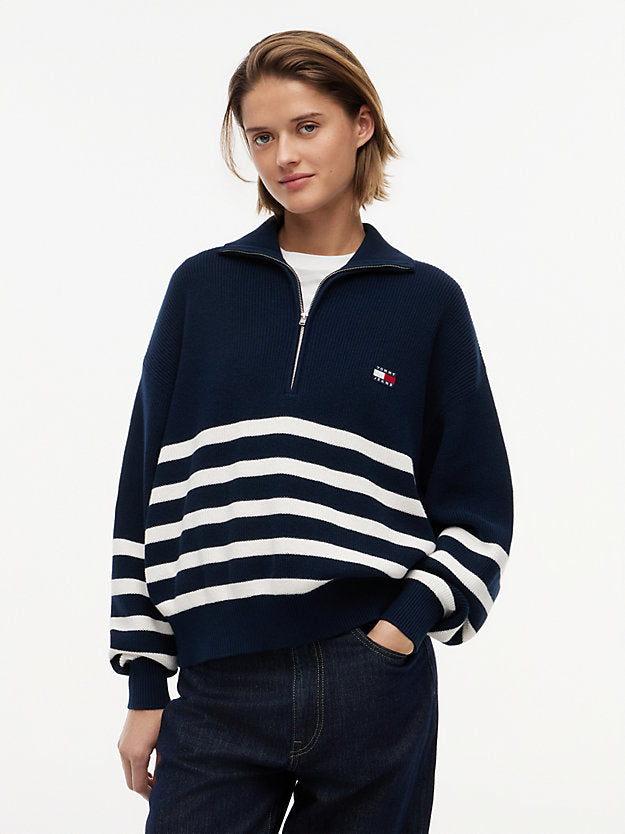 Badge Stripe Quarter-Zip Jumper