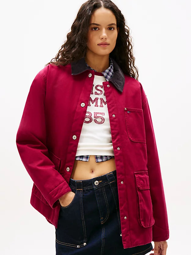 Corduroy Collar Twill Utility Jacket