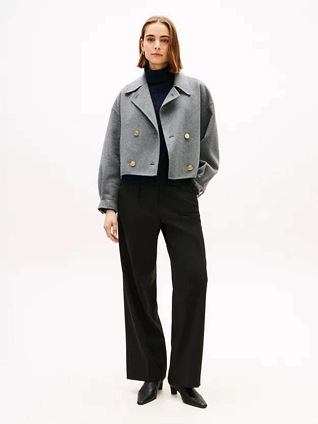 Wool Blend Double Breasted Peacoat