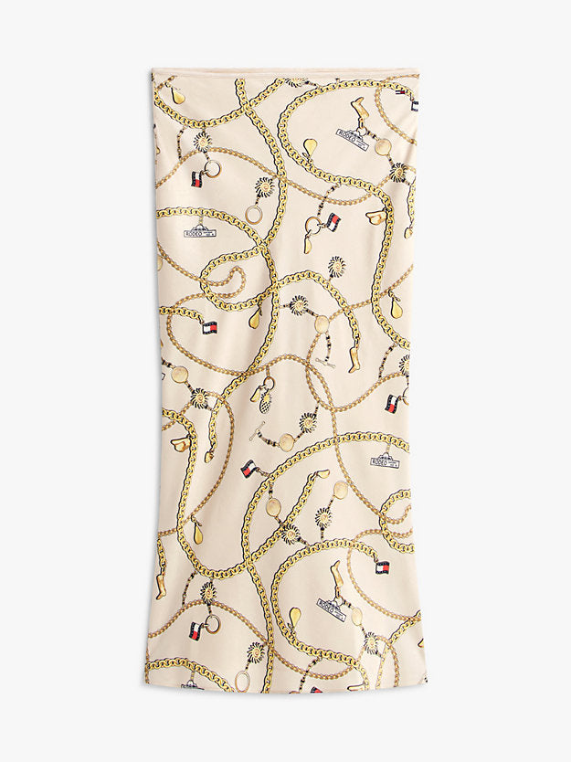 Chain Print Slim Maxi Skirt