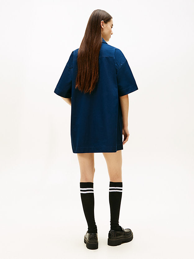 Patch Pocket Mini Loose Shirt Dress