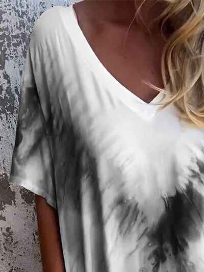 Robe courte à poches et manches courtes, tie-dye, taille standard