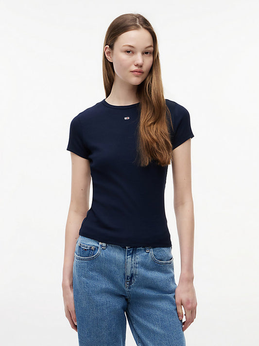 Ribbed Slim Crew Neck T-Shirt