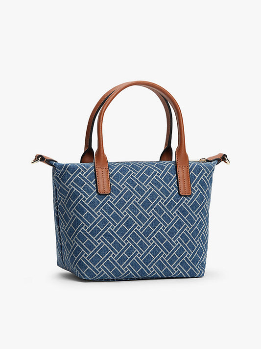 Flag Denim Crossbody Tote Bag