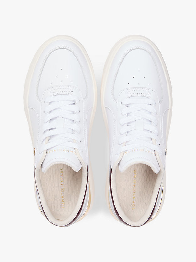 Metallic Heel Leather Platform Trainers
