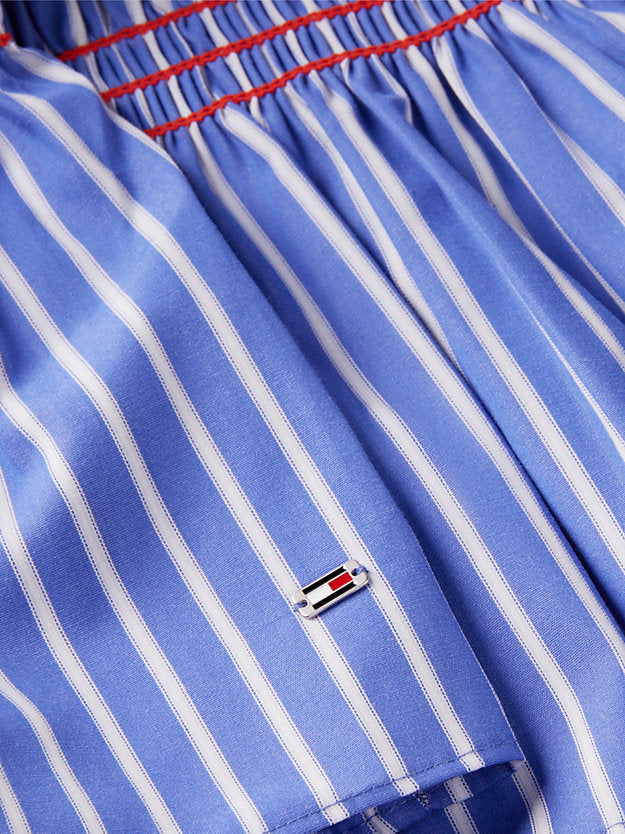 Smock Stripe Ruffle Boat Neck Top