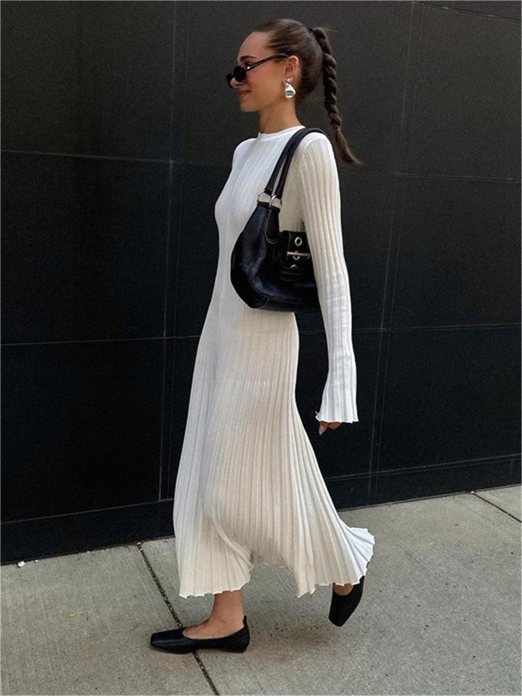 Robe Midi en Tricot à Manches pour l'Automne (Achetez-en 2, Livraison Gratuite)