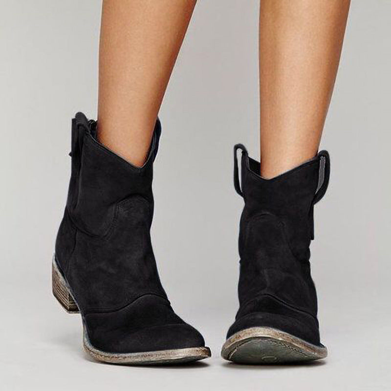 Chaussures Rétro en Cuir à Petit Talon pour Femme