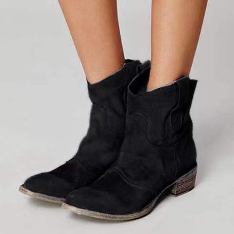 Chaussures Rétro en Cuir à Petit Talon pour Femme