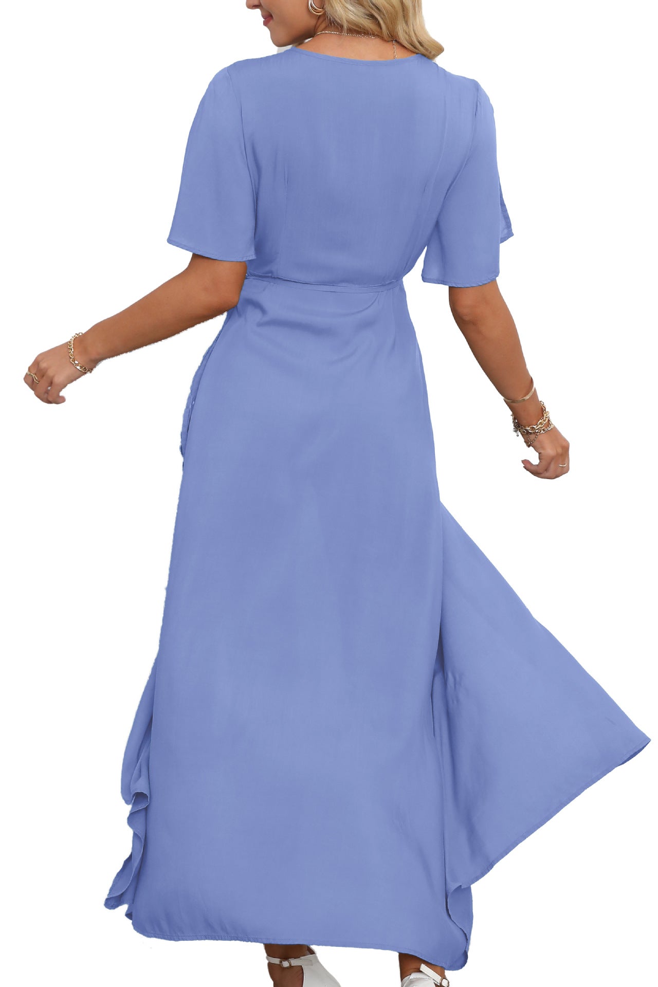 Robe longue fendue col V