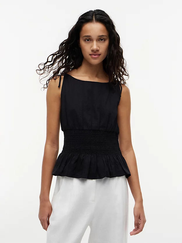 Smock Seersucker Tie Strap Top