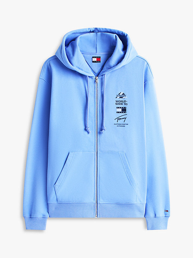 Back Graphic Relaxed Terry Zip-Thru Hoody