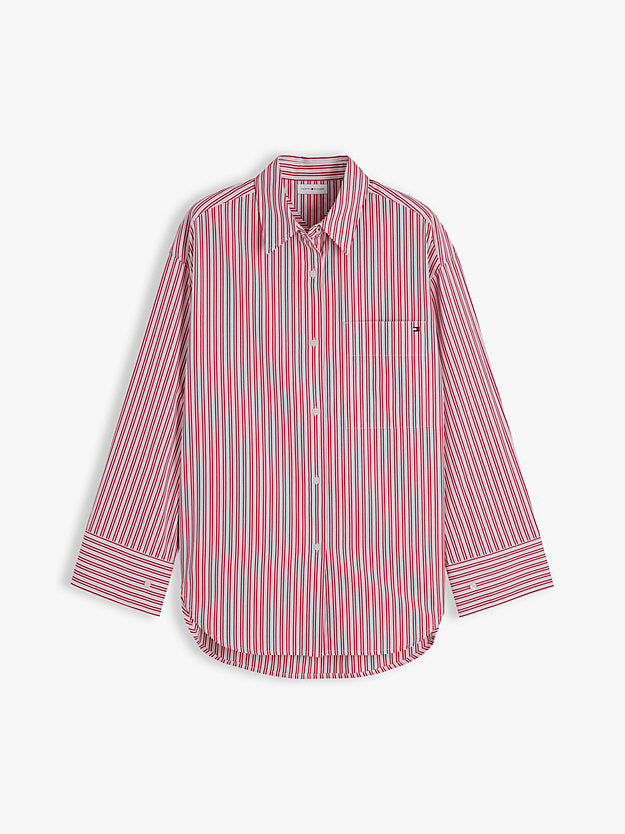 Oversized Fit Flag Embroidery Poplin Shirt
