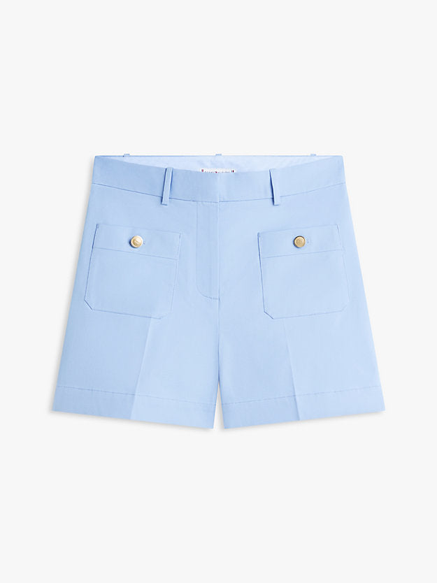 Crest Embossed Gold-Tone Button Shorts