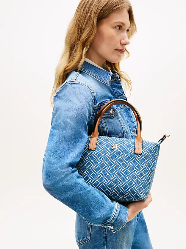 Flag Denim Crossbody Tote Bag