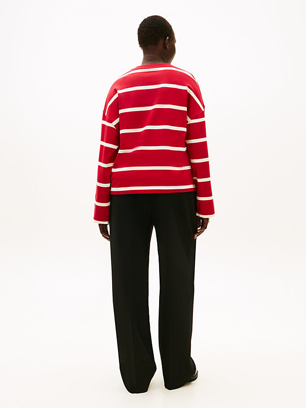 Curve Logo Embroidery Terry Crew Neck Sweatshirt