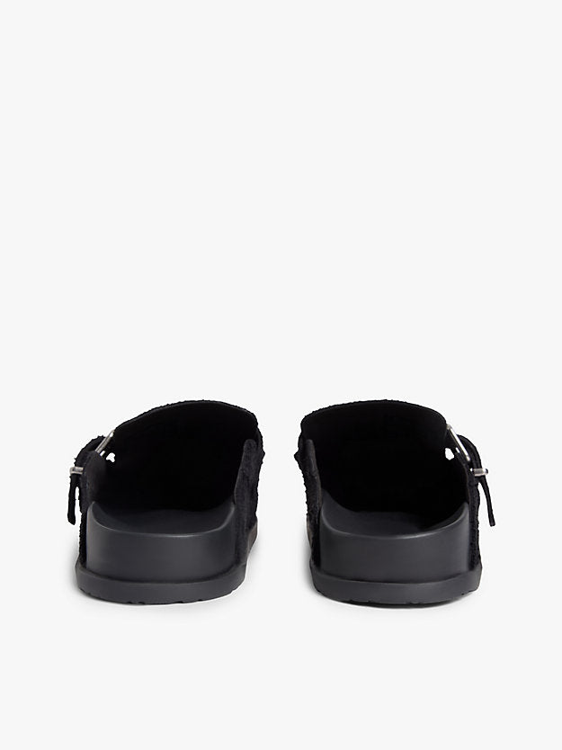 Textured Washed Suede Loafer Mules