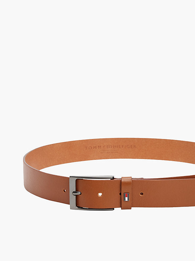 Enamel Flag Rectangular Buckle Leather Belt
