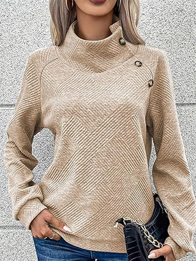 🎄Déstockage de Noël🔥Sweat-shirt femme col montant boutonné, design original